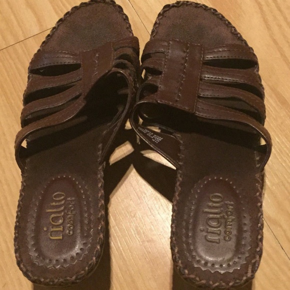 Rialto Shoes - Rialto Comfort Wedge Sandals Shoes SZ 7 1/2M Brown